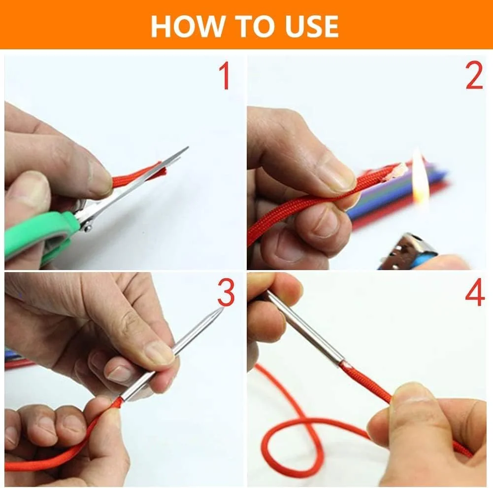 La Nago بسته 5 عددی سوزن بند پاراکورد استیل ضد زنگ نقره ای، سوزن های بند پاراکورد، مجموعه بافت و اتصال برای دستبندهای پاراکورد صنایع دستی DIY