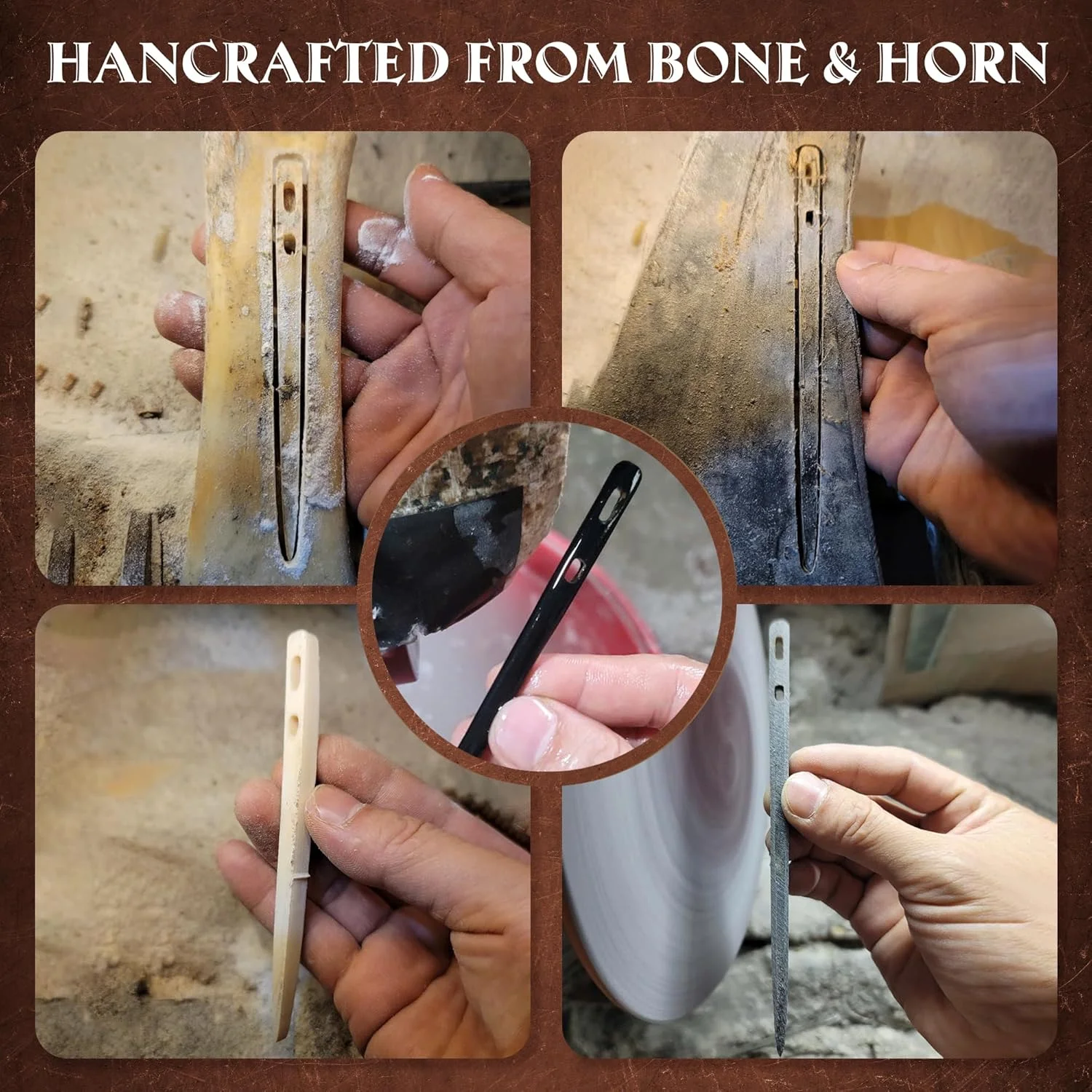 ست ساوینا شامل 2 سوزن نالبندینگ استخوانی و شاخی با دو سوراخ بزرگ. ابزار اتصال دست ساز، سوزن های بافندگی/بافتنی/دوخت چند منظوره برای کارهای دستی ست ساوینا شامل 2 سوزن نالبندینگ استخوانی و شاخی با دو سوراخ بزرگ. ابزار اتصال دست ساز، سوزن های بافندگی/بافتنی/دوخت چند منظوره برای کارهای دستی