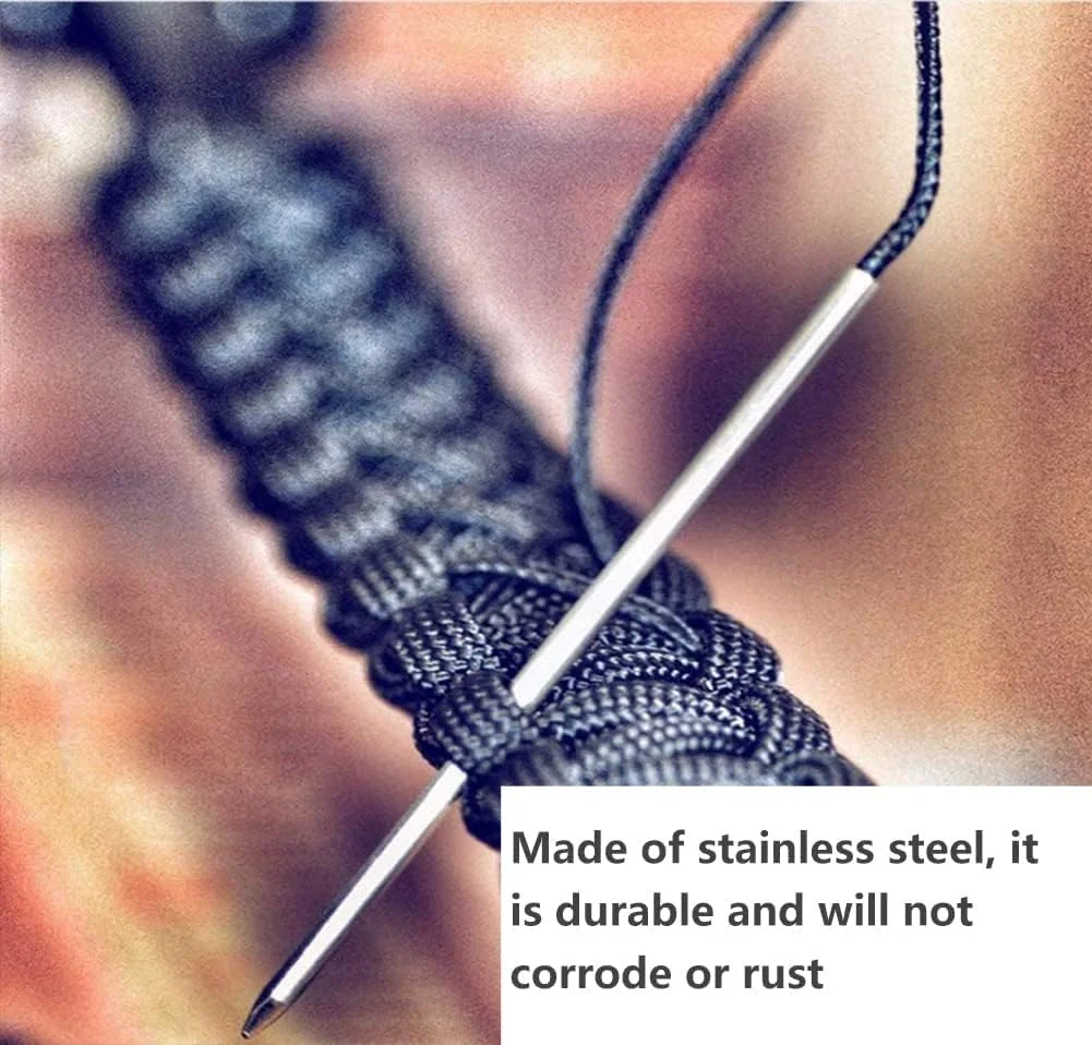 La Nago بسته 5 عددی سوزن بند پاراکورد استیل ضد زنگ نقره ای، فیدهای پاراکورد، مجموعه بافت و اتصال برای دستبندهای پاراکورد صنایع دستی DIY La Nago بسته 5 عددی سوزن بند پاراکورد استیل ضد زنگ نقره ای، فیدهای پاراکورد، مجموعه بافت و اتصال برای دستبندهای پاراکورد صنایع دستی DIY