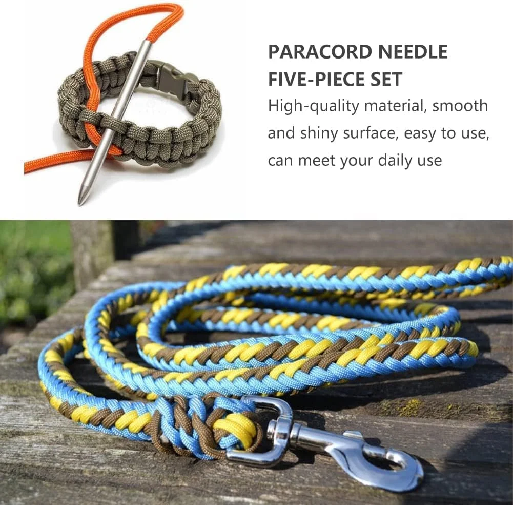 La Nago بسته 5 عددی سوزن بند پاراکورد استیل ضد زنگ نقره ای، فیدهای پاراکورد، مجموعه بافت و اتصال برای دستبندهای پاراکورد صنایع دستی DIY La Nago بسته 5 عددی سوزن بند پاراکورد استیل ضد زنگ نقره ای، فیدهای پاراکورد، مجموعه بافت و اتصال برای دستبندهای پاراکورد صنایع دستی DIY