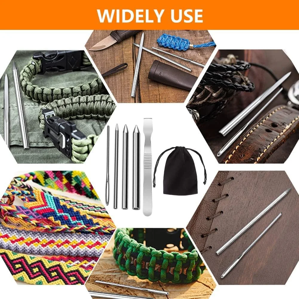 La Nago بسته 5 عددی سوزن بند پاراکورد استیل ضد زنگ نقره ای، فیدهای پاراکورد، مجموعه بافت و اتصال برای دستبندهای پاراکورد صنایع دستی DIY La Nago بسته 5 عددی سوزن بند پاراکورد استیل ضد زنگ نقره ای، فیدهای پاراکورد، مجموعه بافت و اتصال برای دستبندهای پاراکورد صنایع دستی DIY