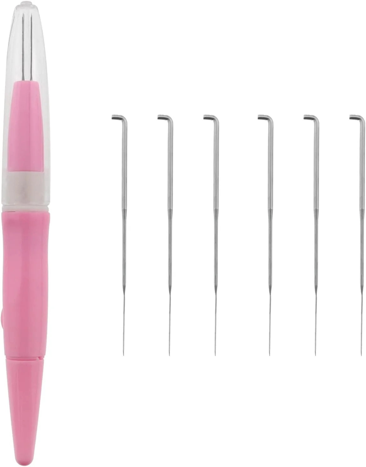 قلم سوزن‌دوزی MTQY، ابزار سوزن‌دوزی صورتی رنگ با 3 عدد سوزن، قلم طب سوزنی، سوزن پانچ گلدوزی پشمی، ابزار سوزن‌دوزی پشمی