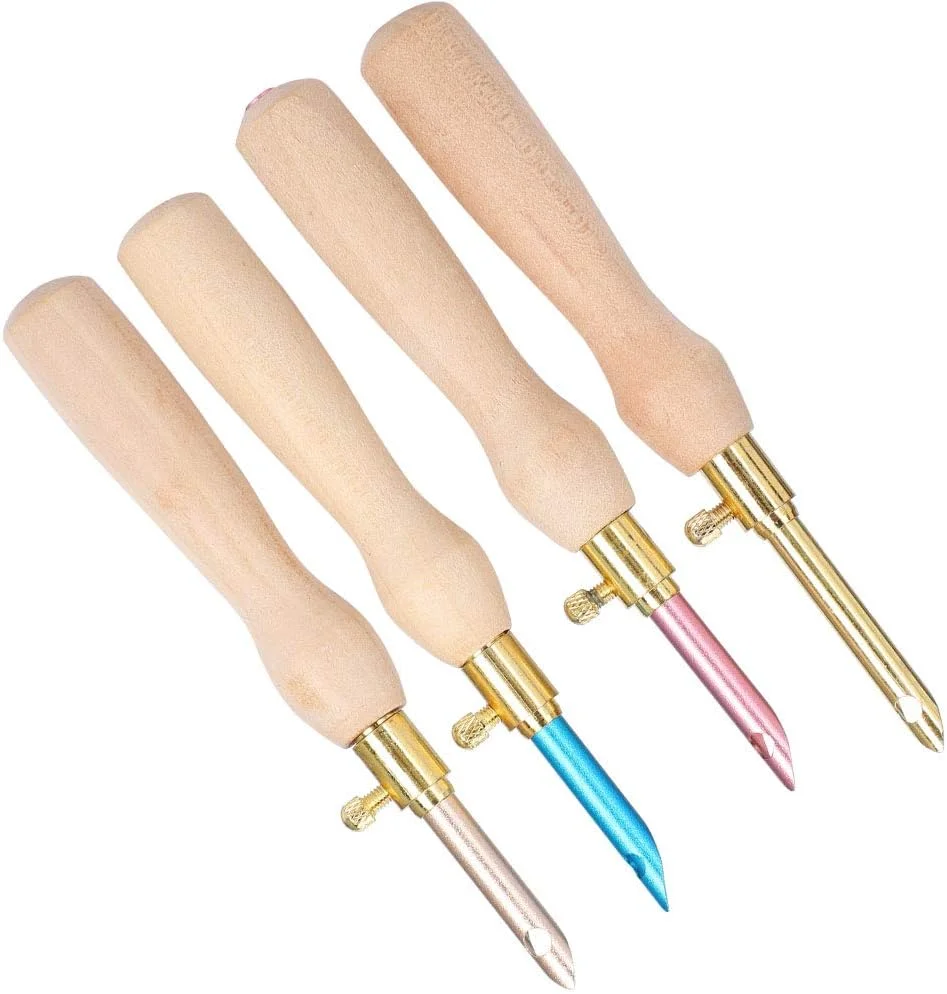 لوازم سوزن پانچ Mrisata Lavor، 10×6×2، 4 عدد، قلم گلدوزی با سوزن پانچ قابل حمل، دسته چوبی برای خیاطی، نمد دوزی، کاردستی DIY