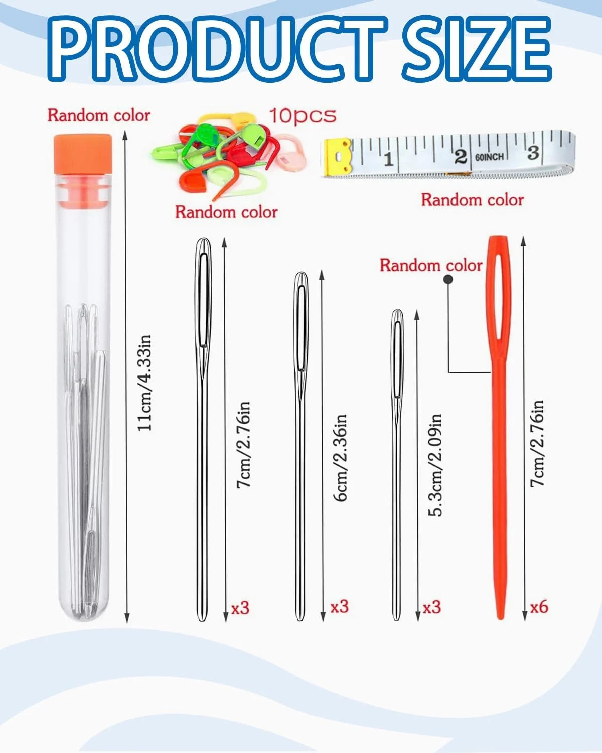 بسته 26 عددی سوزن خیاطی MYGLOAR، سوزن گلدوزی، سوزن پشم دوزی، مجموعه سوزن چشم بزرگ در 4 سایز، سوزن رفو پشمی، سوزن خیاطی دستی، بافندگی، گلدوزی، خیاطی