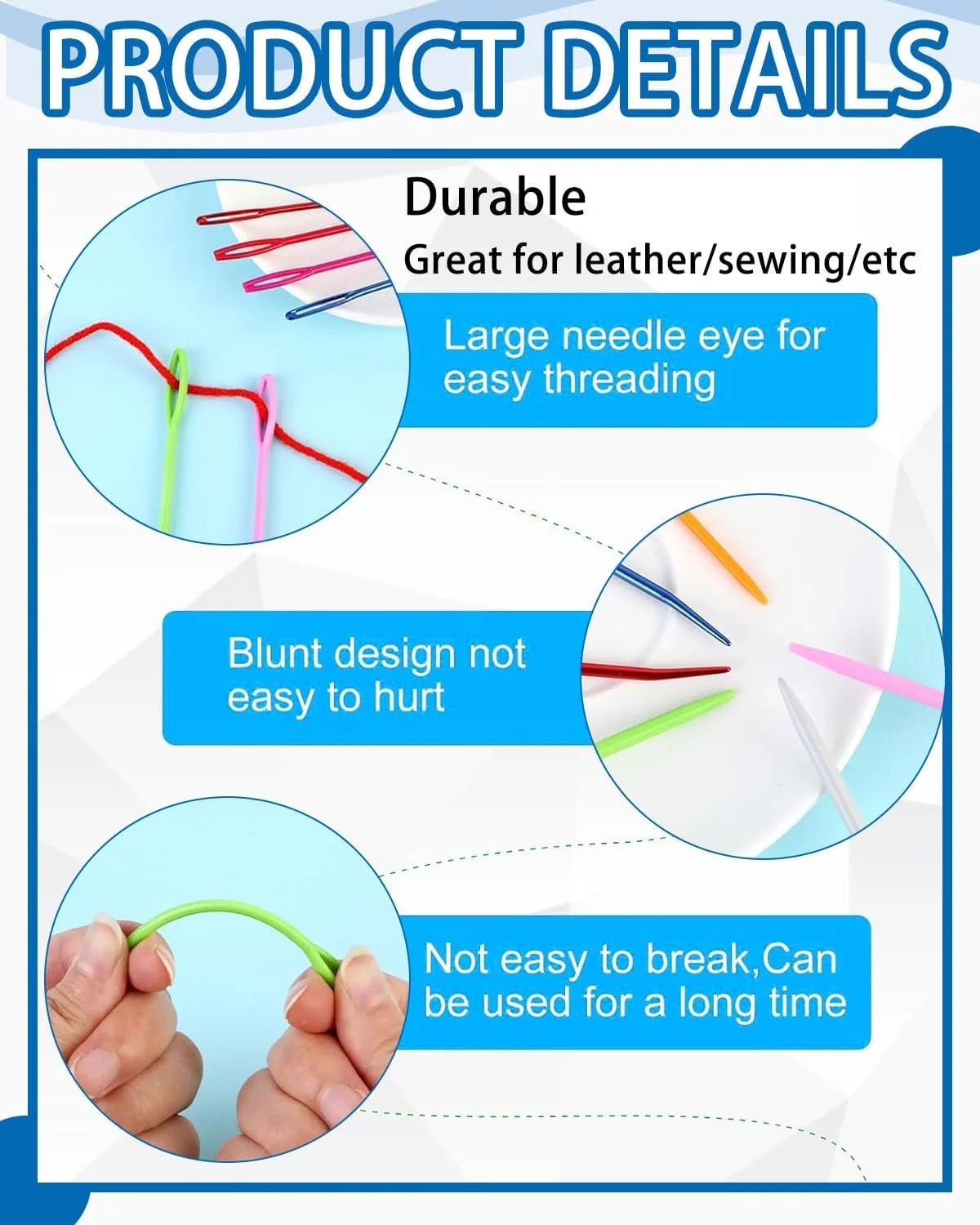 بسته 26 عددی سوزن خیاطی MYGLOAR، سوزن گلدوزی، سوزن پشم دوزی، مجموعه سوزن چشم بزرگ در 4 سایز، سوزن رفو پشمی، سوزن خیاطی دستی، بافندگی، گلدوزی، خیاطی