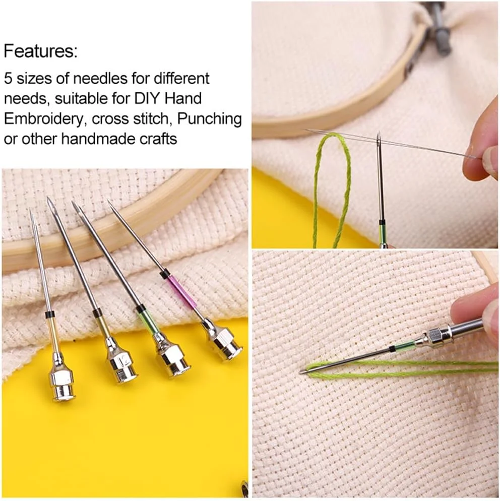 ست سوزن پانچ گلدوزی بسیار داغ، کیت ابزار سوزن پانچ، لوازم جانبی خیاطی و بافندگی گلدوزی