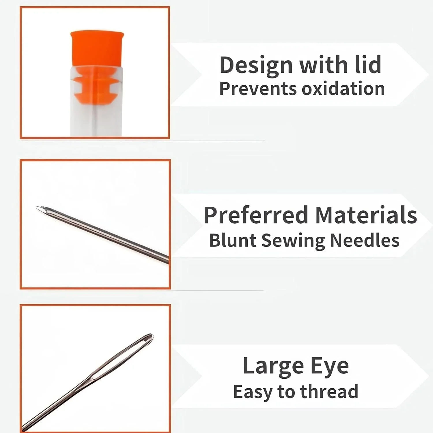 سوزن های خیاطی چشم بزرگ MovFlax، 15 عدد سوزن لحاف دوزی و گلدوزی دستی با جعبه چوبی و لوله نگهداری شفاف، سوزن های بافتنی نخ ضخیم برای بافتن، نخ کشی و پروژه های قلاب بافی