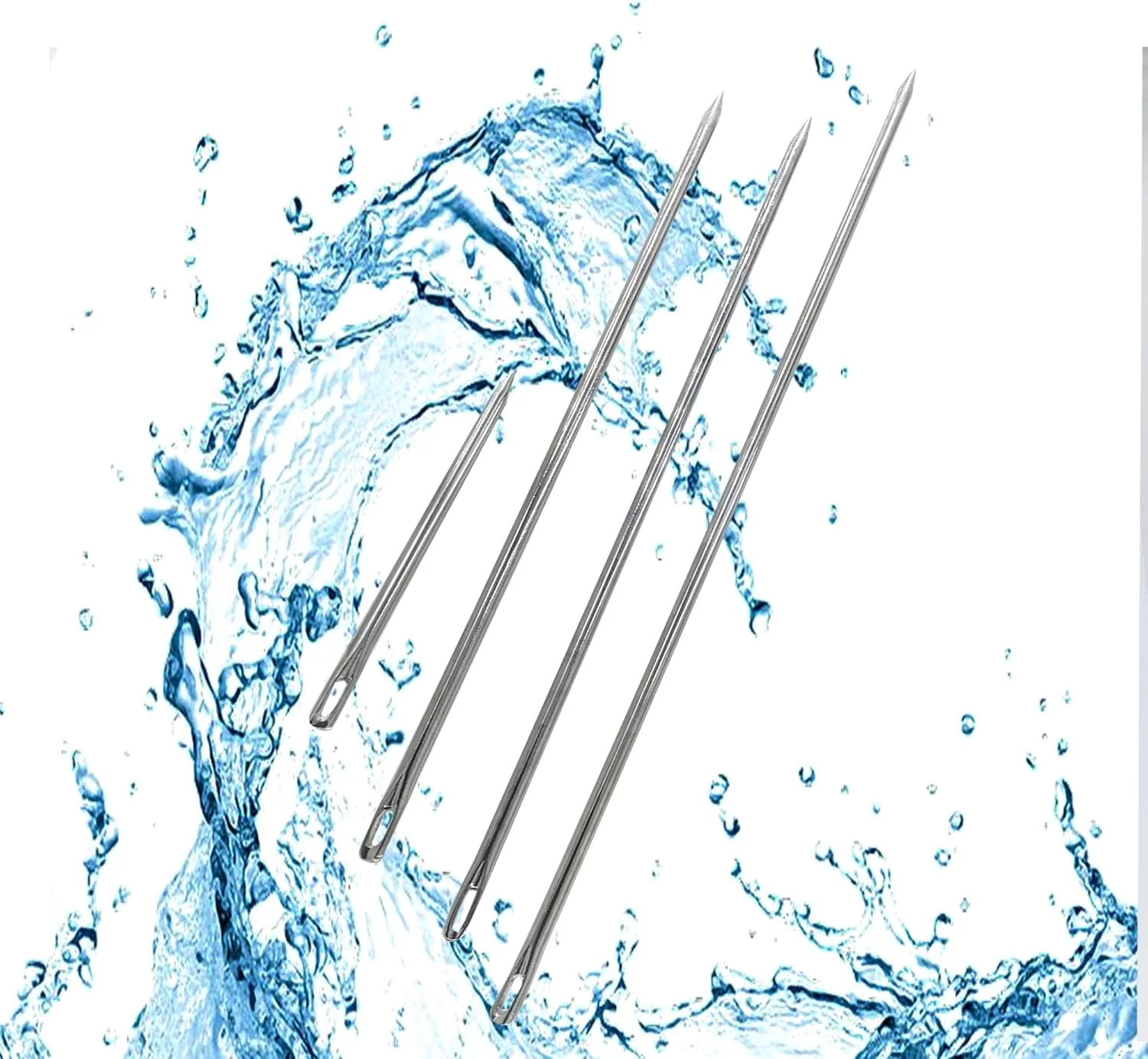 سوزن بلند روکش دوزی حرفه ای MJMP 4 اینچی با سوراخ بزرگ، نخ کردن آسان، مناسب برای بافت مبلمان، چرم دوزی دستی (4 اینچ)