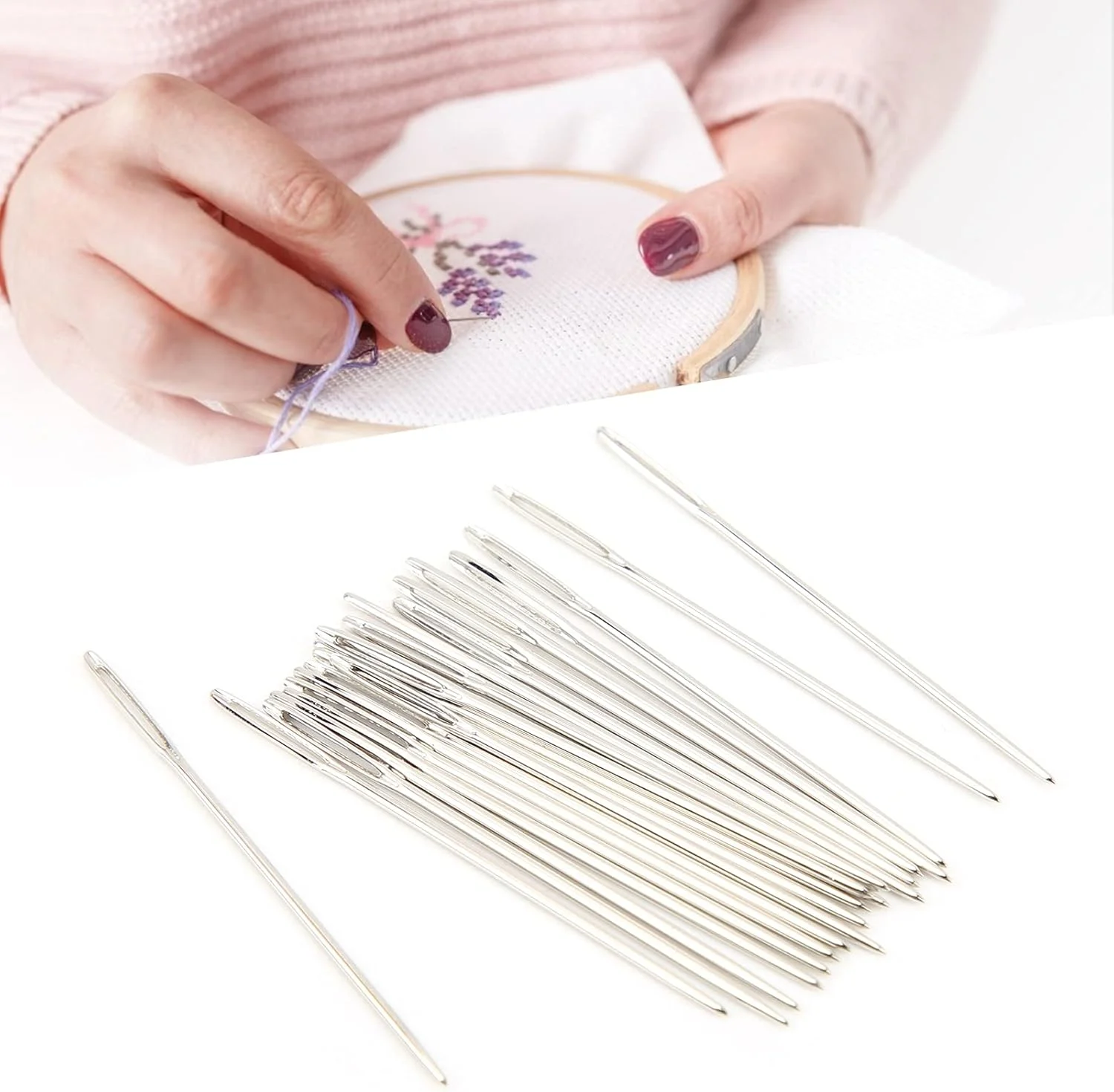 سوزن های بافندگی مییا، سوزن های دستی استیل ضد زنگ، محکم برای مصارف خانگی (شماره 22)
