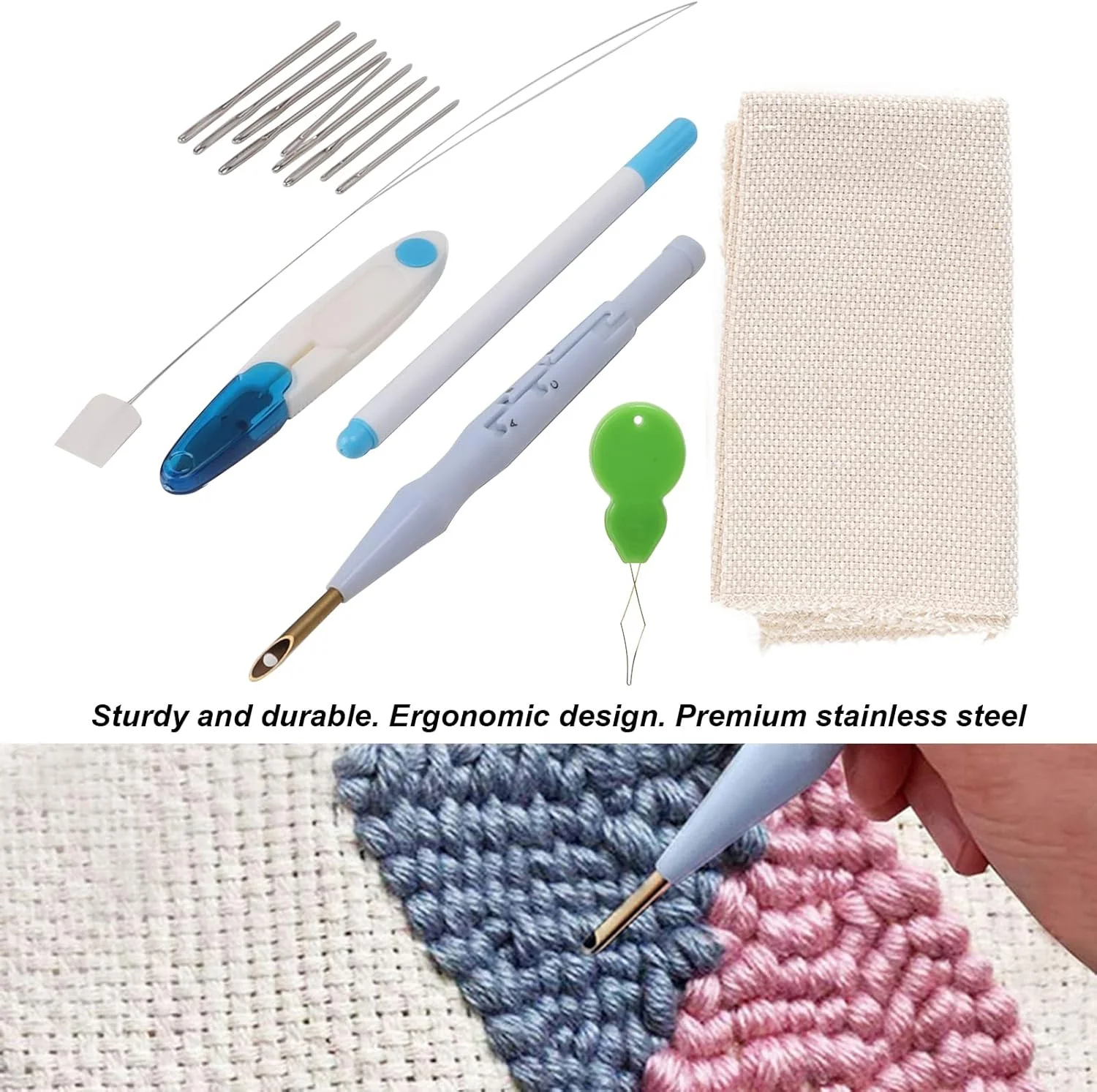 ست سوزن پانچ Meiyya، طراحی ارگونومیک، کاربرد گسترده، ست های گلدوزی سوزن پانچ بادوام، آسان برای لباس، پرده و حوله