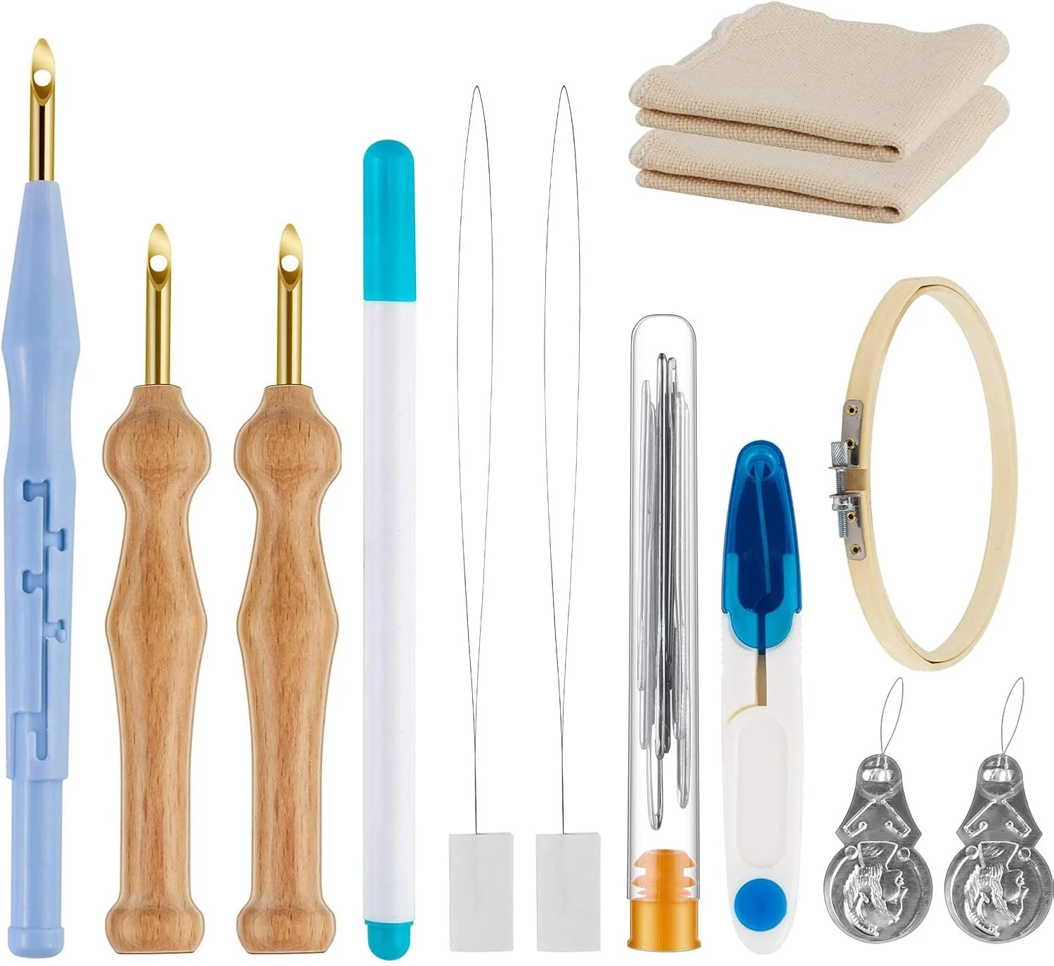 ست گلدوزی پانچ سوزنی MAKINGTEC، نخ فرش قابل تنظیم، قلم گلدوزی دسته چوبی پانچ سوزنی، سوزن نخ کن، پارچه پانچ برای مبتدیان گلدوزی ست گلدوزی پانچ سوزنی MAKINGTEC، نخ فرش قابل تنظیم، قلم گلدوزی دسته چوبی پانچ سوزنی، سوزن نخ کن، پارچه پانچ برای مبتدیان گلدوزی