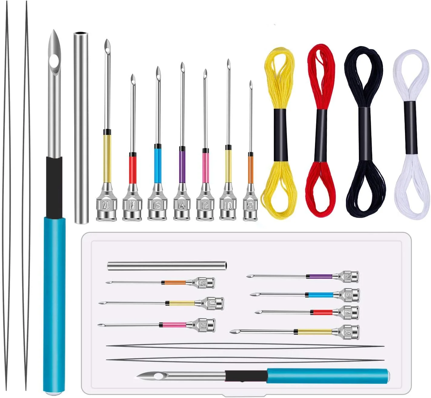 ست سوزن پانچ MAKINGTEC، 15 عددی ابزار گلدوزی و دوخت سوزن پانچ، سوزن بافتنی برای هنر و صنایع دستی، سوزن های خیاطی با 4 رنگ نخ ست سوزن پانچ MAKINGTEC، 15 عددی ابزار گلدوزی و دوخت سوزن پانچ، سوزن بافتنی برای هنر و صنایع دستی، سوزن های خیاطی با 4 رنگ نخ