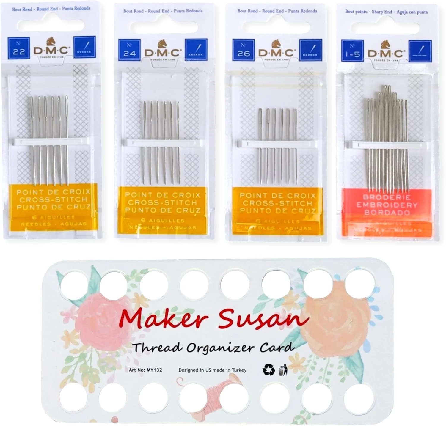 سوزن های کوبلن دوزی سایز 22-24-26 (3 بسته) Maker Susan DMC، سوزن های گلدوزی سایز 1-5 DMC به همراه کارت نگهدارنده نخ (در مجموع 30 سوزن، 1 کارت نگهدارنده) سوزن های کوبلن دوزی سایز 22-24-26 (3 بسته) Maker Susan DMC، سوزن های گلدوزی سایز 1-5 DMC به همراه کارت نگهدارنده نخ (در مجموع 30 سوزن، 1 کارت نگهدارنده)