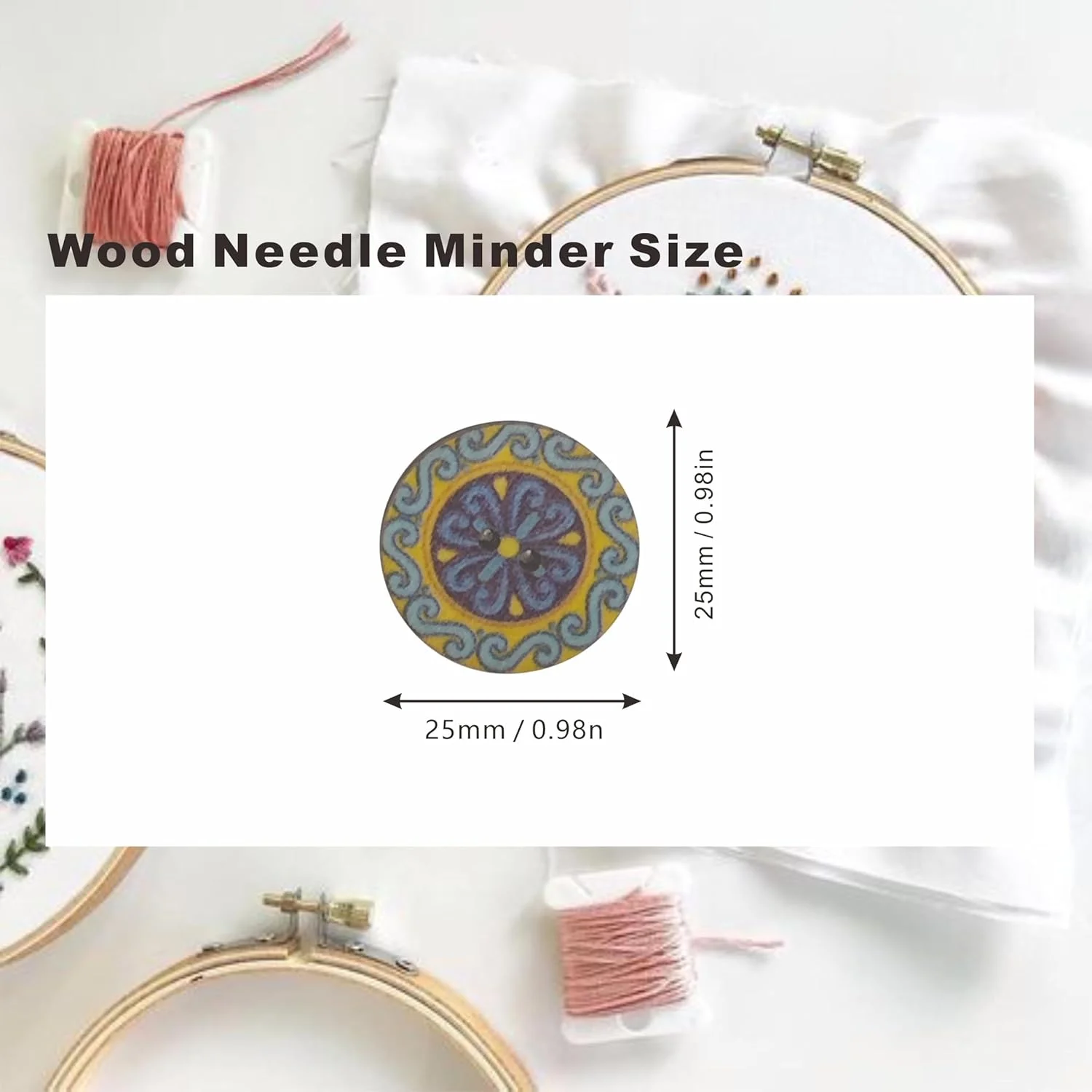 مگنت نگهدارنده سوزن گلدوزی طرح چوب آبی رترو گرد MAGNEECH، 4 عددی، مگنت نگهدارنده سوزن - لوازم جانبی گلدوزی