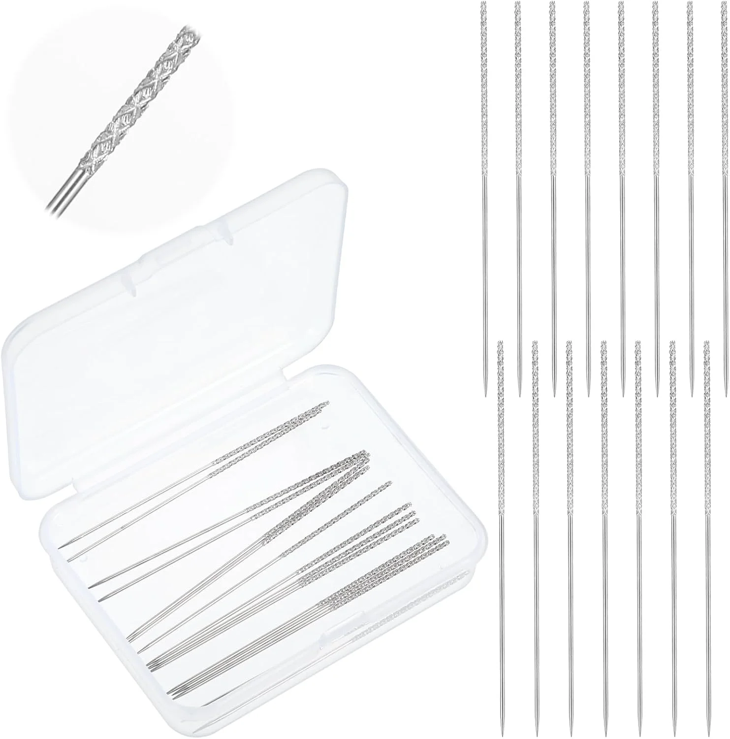 مابور 15 عددی سوزن تعمیر پارگی، ابزار تعمیر بافتنی و پارچه، ابزار رفع نخ کش، سوزن دوخت چرم، با جعبه برای لباس، پرده، ابزار تعمیر پارگی بافتنی