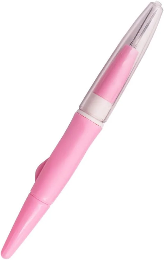 ابزار نمد دوزی سوزنی حرفه ای لوزن، مدل قلمی، به همراه 3 سوزن، مناسب برای تکه دوزی، کاردستی، ساخت حیوانات نمدی و الگوها، رنگ صورتی