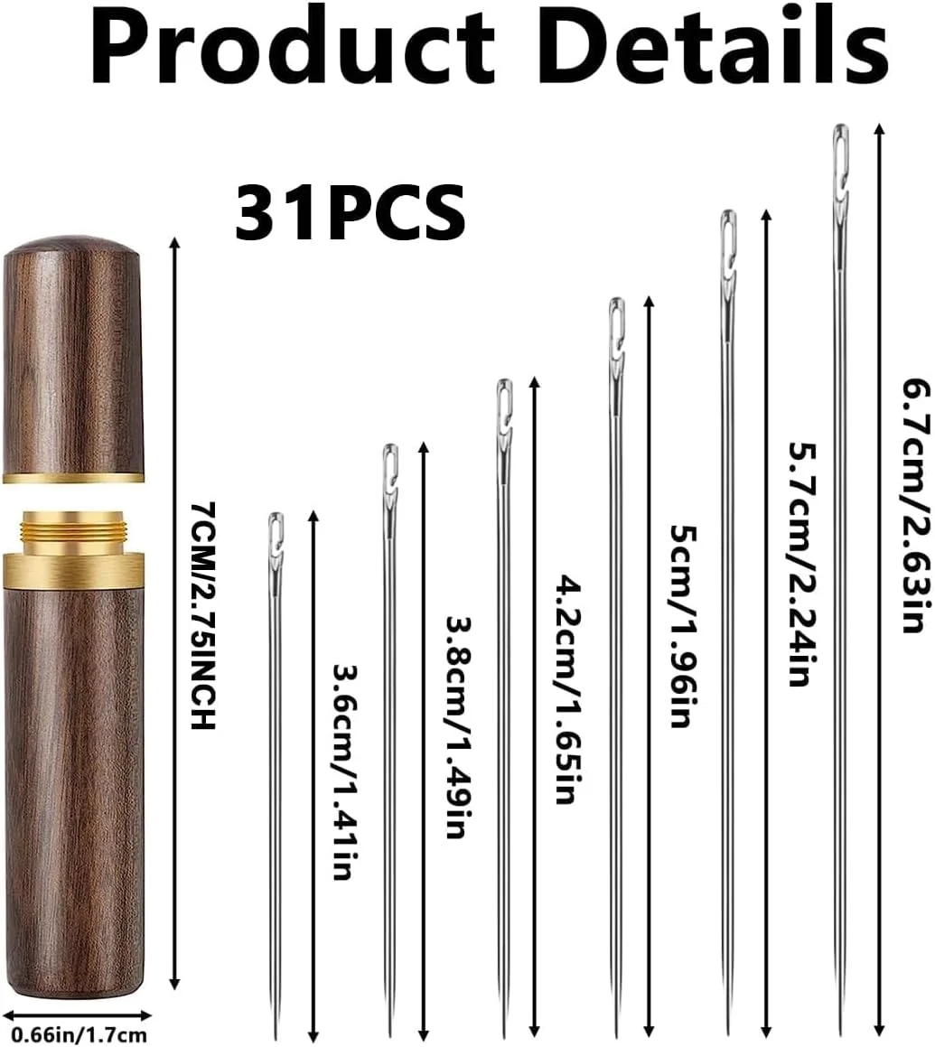 LOCANS 30 عدد سوزن لحاف دوزی خود نخ با جعبه سوزن چوبی، سوزن لحاف دوزی بلند در اندازه های مختلف، سوزن لحاف دوزی خود نخ آسان برای لحاف دوزی، گلدوزی، خیاطی دستی LOCANS 30 عدد سوزن لحاف دوزی خود نخ با جعبه سوزن چوبی، سوزن لحاف دوزی بلند در اندازه های مختلف، سوزن لحاف دوزی خود نخ آسان برای لحاف دوزی، گلدوزی، خیاطی دستی