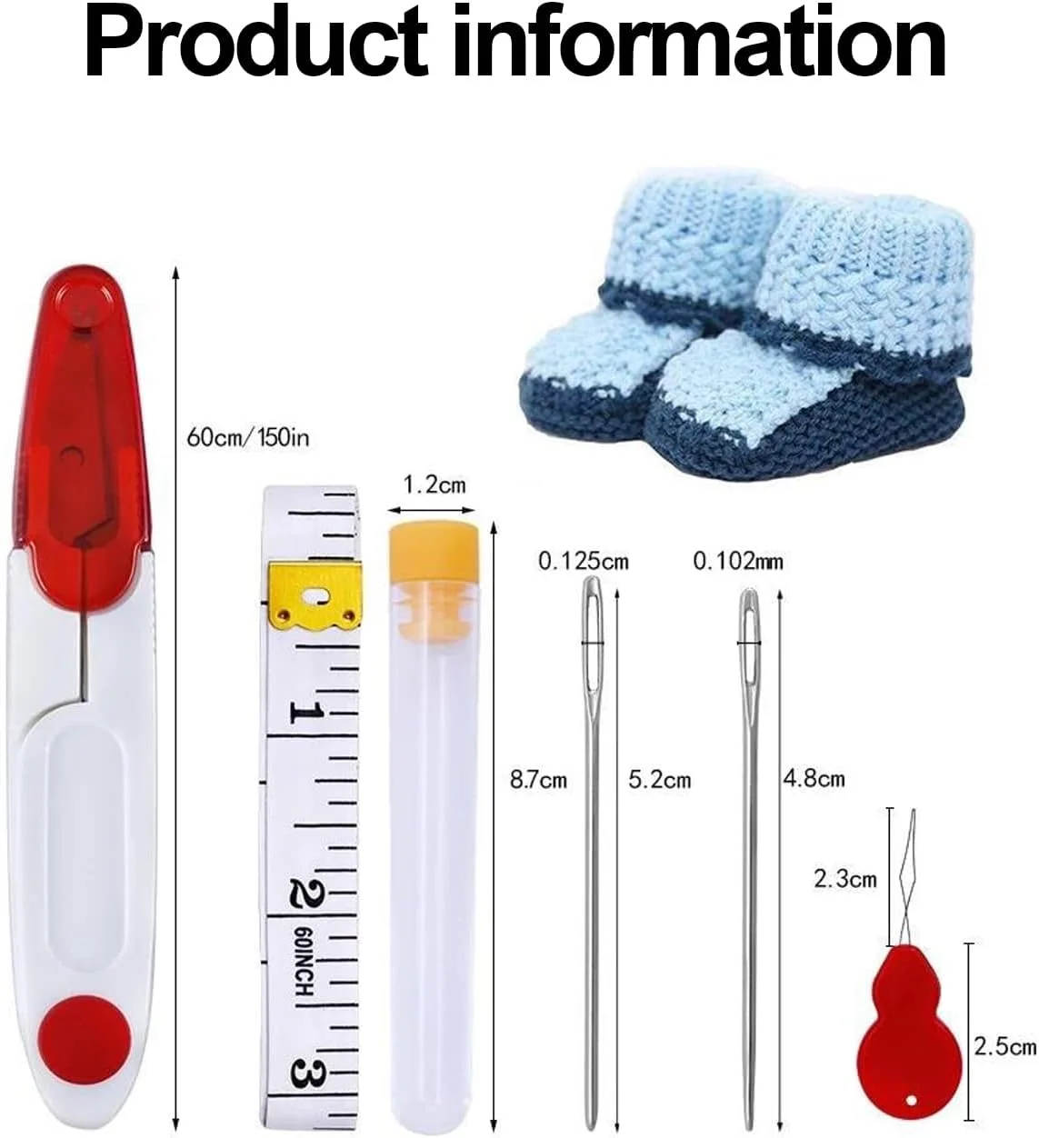 مجموعه سوزن های گلدوزی LIUJZZJ شامل 5 عدد سوزن خیاطی، متر اندازه گیری، سوزن های چشم نرم، سوزن های کند، سوزن های گلدوزی بدون نوک به همراه لوله کوچک و قیچی برای صنایع دستی خیاطی دستی