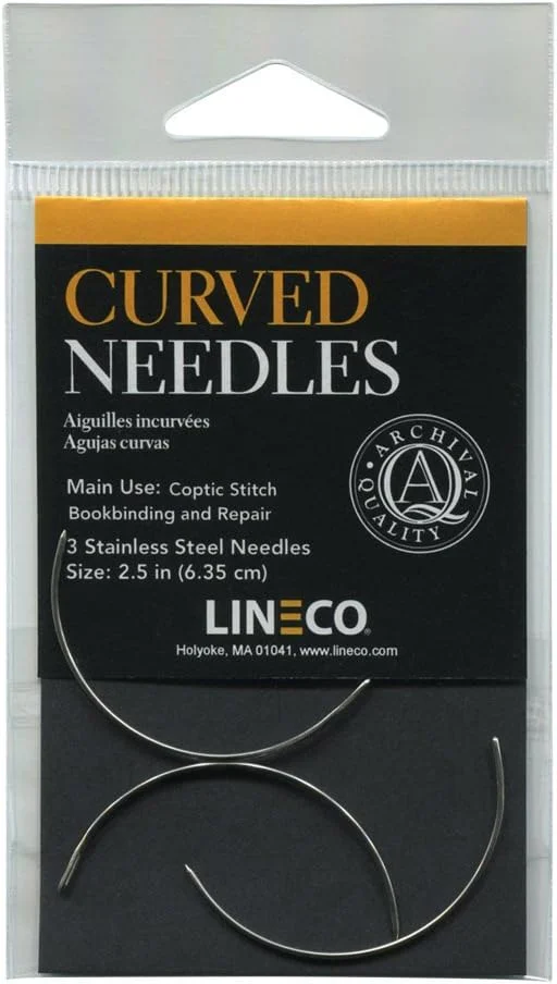 سوزن های منحنی استیل لاینکو برای صحافی و تعمیر کتاب، 2.5 اینچ، بسته 3 عددی (870-892)، نقره ای