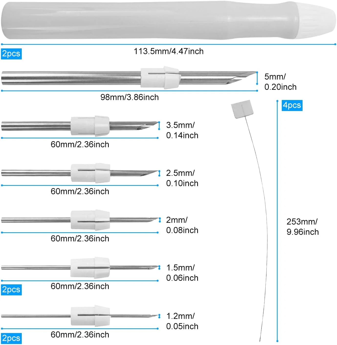 مجموعه سوزن پانچ دسته دار 15 تکه Lechengjia، کیت سوزن پانچ، مجموعه سوزن پانچ، سوزن پانچ، مجموعه ابزار سوزن پانچ گلدوزی 1.2/1.5/2/2.5/3.5/5 میلی متر سوزن پانچ برای خیاطی DIY