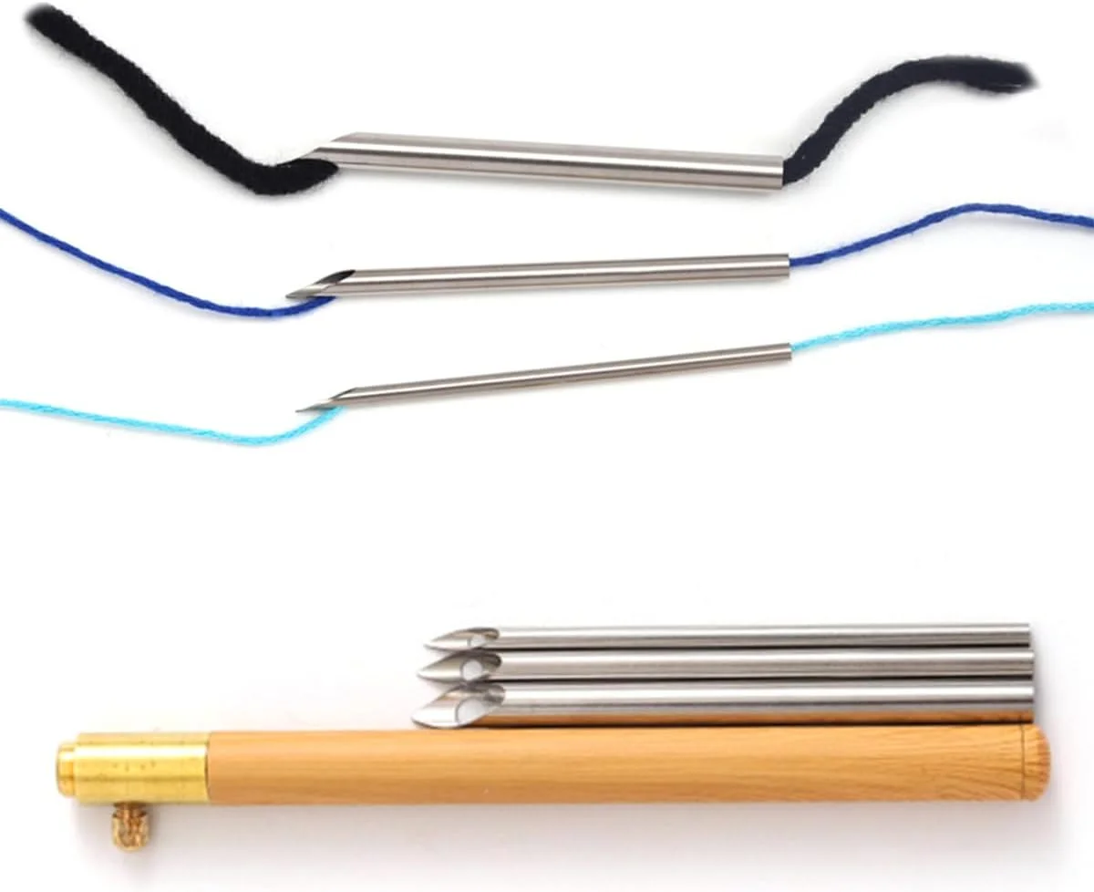 ست سوزن پانچ LEEQ - کیت سوزن پانچ، 1 عدد سوزن پانچ دسته چوبی دسته چوبی با 3 عدد سوزن پانچ، سوزن پانچ چوبی قلم گلدوزی چوبی سوزن پانچ چوبی (2.5 میلی متر، 3 میلی متر، 5 میلی متر)