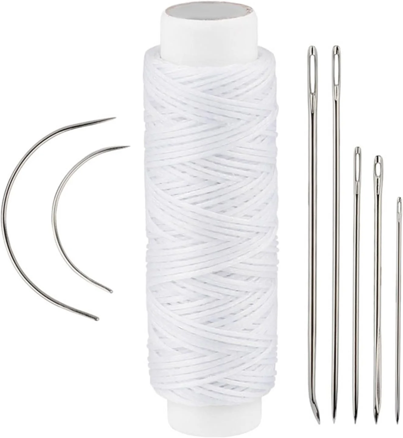 ست 10 عددی سوزن چرم دوزی به همراه نخ موم زده، سوزن منحنی و سوزن روکش دوزی برای پروژه های تعمیر پارچه برزنتی و صنایع دستی