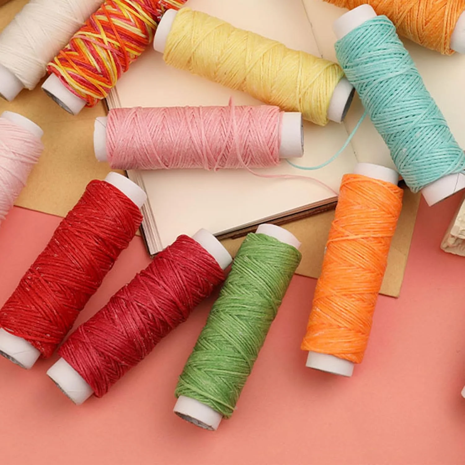 ست 10 عددی سوزن خیاطی چرم با نخ موم زده، سوزن منحنی و سوزن روکش دوزی برای پروژه های تعمیر بوم و صنایع دستی