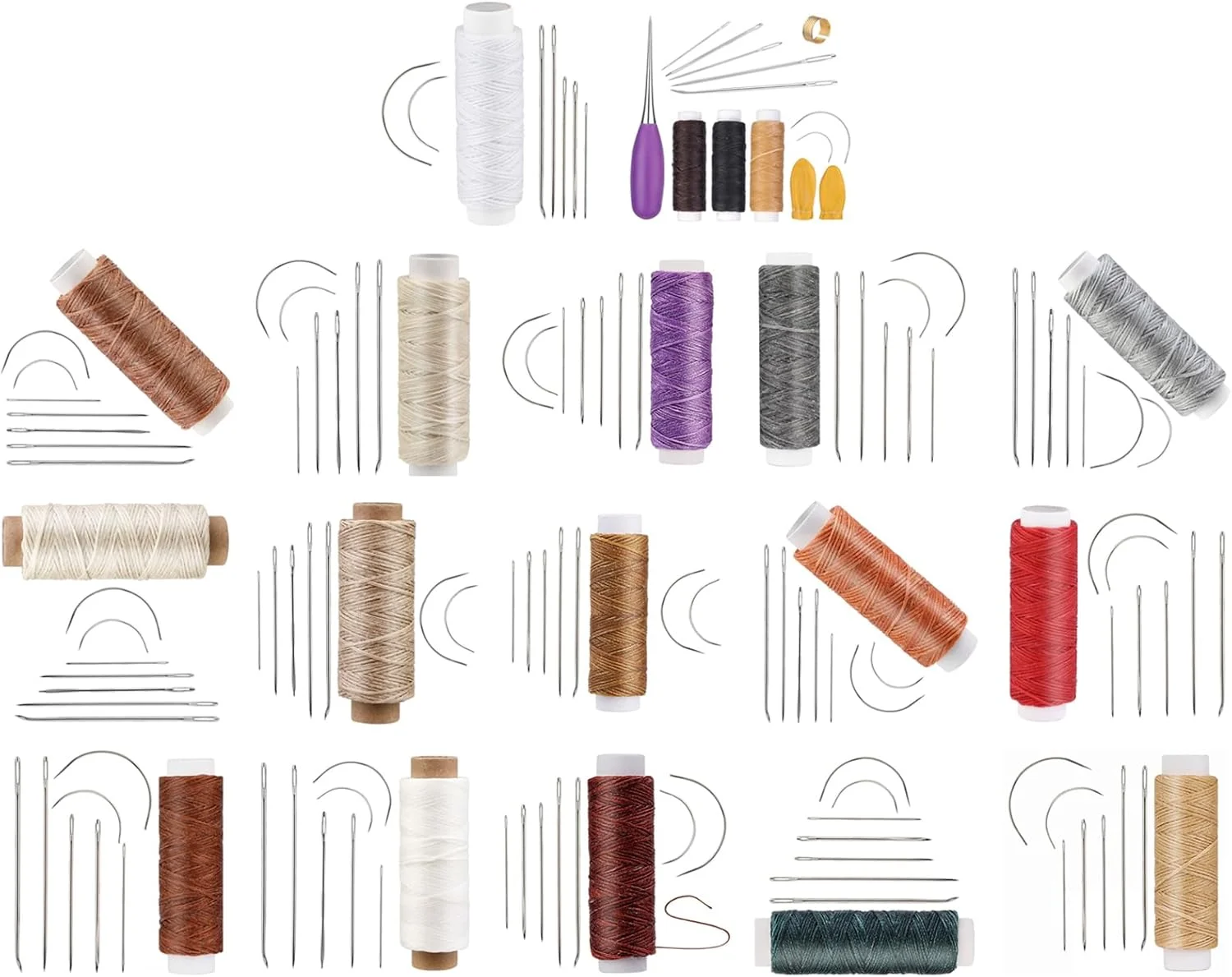 ست 10 عددی سوزن خیاطی چرم با نخ موم زده، سوزن خمیده، سوزن روکش دوزی برای پروژه های تعمیر و صنایع دستی بوم