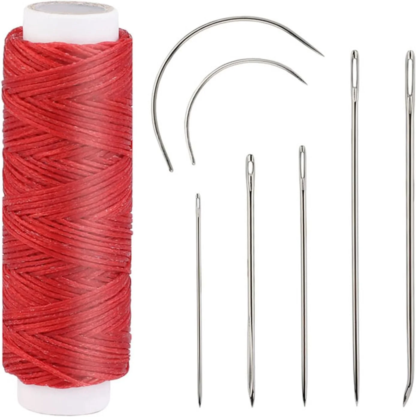 ست 10 عددی سوزن خیاطی چرم با نخ موم زده، سوزن منحنی، سوزن روکش دوزی برای پروژه های تعمیر و صنایع دستی بوم