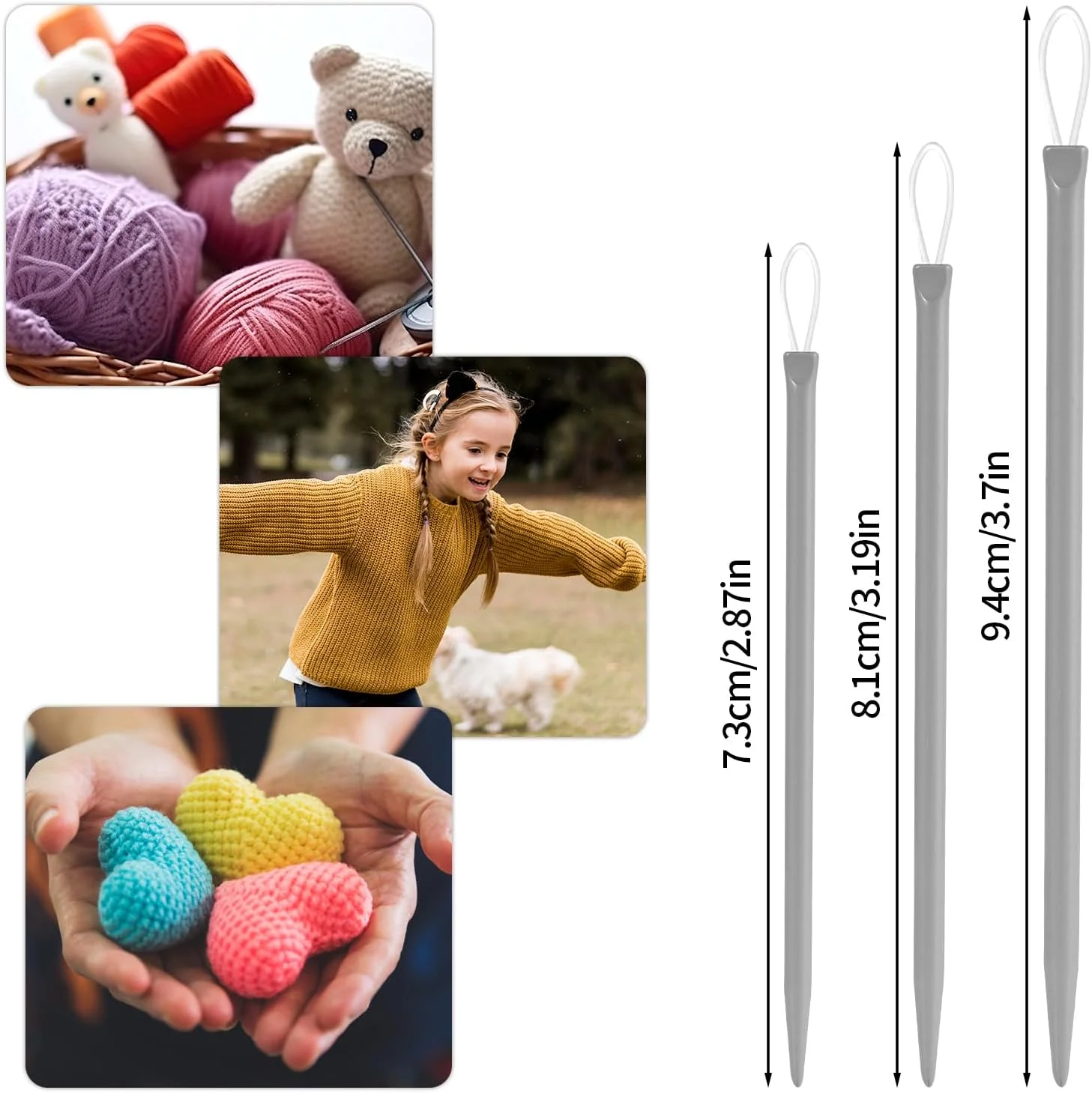 ست سوزن لحاف دوزی چشم بزرگ لاسوروا 7 عددی، سوزن های گلدوزی چشم بزرگ آلومینیومی نوک تیز برای بافتنی نخ، ملیله دوزی، قلاب بافی، پارچه پشمی و صنایع دستی DIY