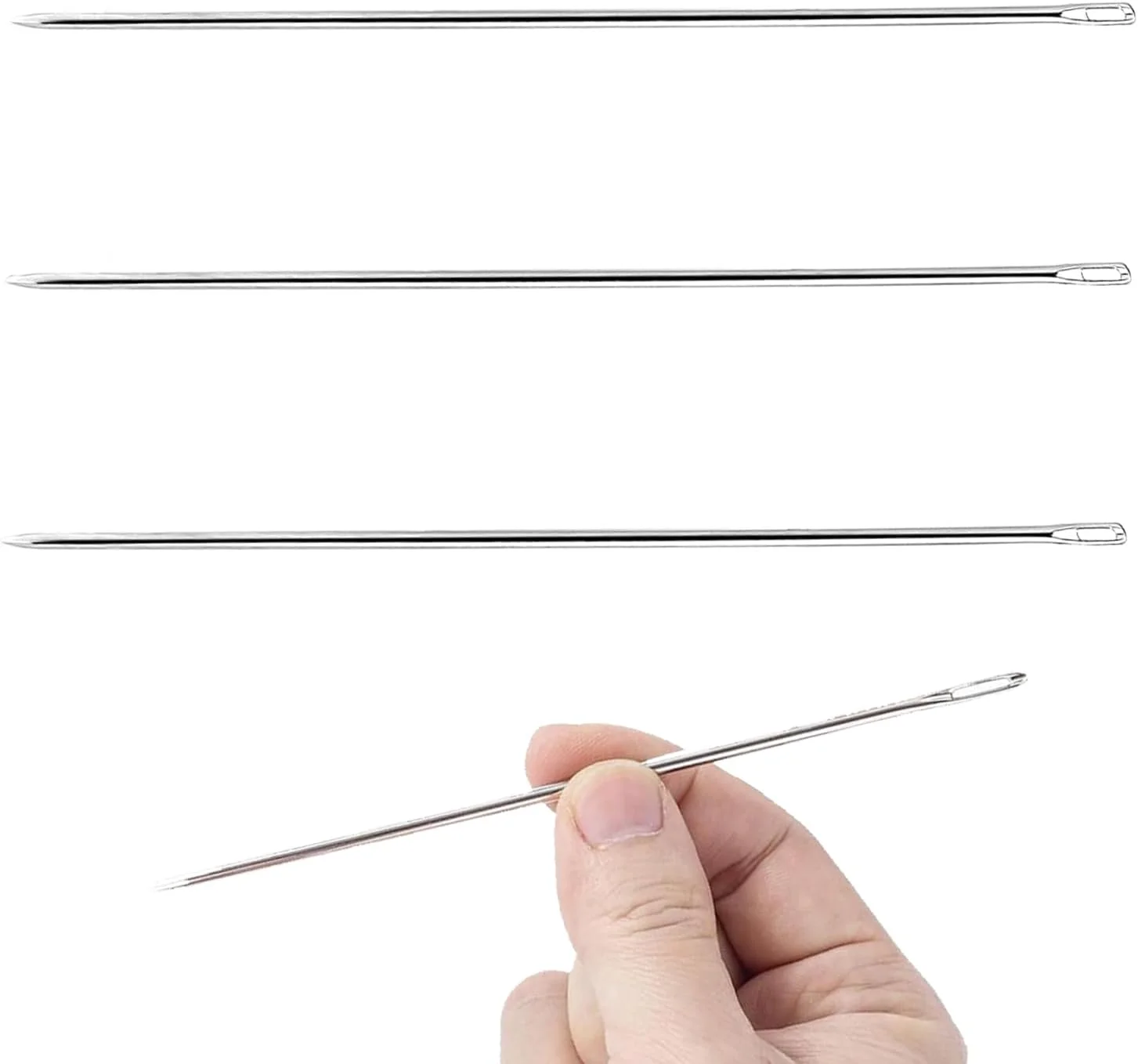 ست 3 عددی سوزن خیاطی دستی چشم بزرگ 12 اینچی - سوزن های حرفه ای روکش مبلمان برای صنایع دستی DIY، خیاطی و پروژه های تعمیر، سوزن های بادوام و آسان برای نخ کردن