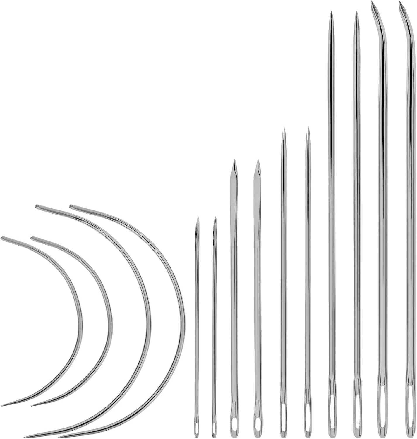 ست 14 عددی سوزن چرمی برای دوخت دستی، سوزن های دوخت دستی سنگین خانگی با 10 سوزن خیاطی خمیده و 4 سوزن خمیده برای روکش، چرم، فرش، بوم، تعمیرات، مسدود کردن بافندگی