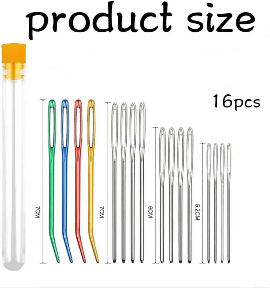 ست سوزن های خیاطی چشم بزرگ، 16 عددی، سایزهای مختلف با نوک های گرد، شامل سوزن های رنگی و نقره ای با لوله نگهداری، سوزن های پشمی برای دوخت بافتنی برای صنایع دستی DIY قلاب بافی، سوزن نخ (رند) ست سوزن های خیاطی چشم بزرگ، 16 عددی، سایزهای مختلف با نوک های گرد، شامل سوزن های رنگی و نقره ای با لوله نگهداری، سوزن های پشمی برای دوخت بافتنی برای صنایع دستی DIY قلاب بافی، سوزن نخ (رند)