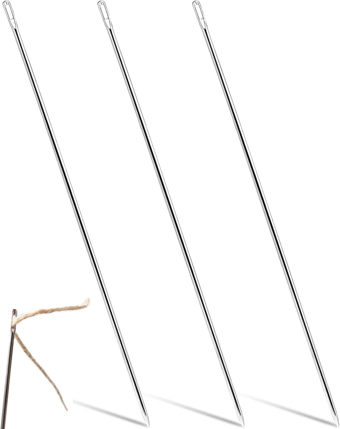 L0famy 3 عدد سوزن خیاطی دستی چشم بزرگ 12 اینچی، سوزن های خیاطی چشم بزرگ نوک تیز، سوزن های روکش حرفه ای بلند، سوزن های گلدوزی، برای خیاطی دستی با نخ سوزن L0famy 3 عدد سوزن خیاطی دستی چشم بزرگ 12 اینچی، سوزن های خیاطی چشم بزرگ نوک تیز، سوزن های روکش حرفه ای بلند، سوزن های گلدوزی، برای خیاطی دستی با نخ سوزن