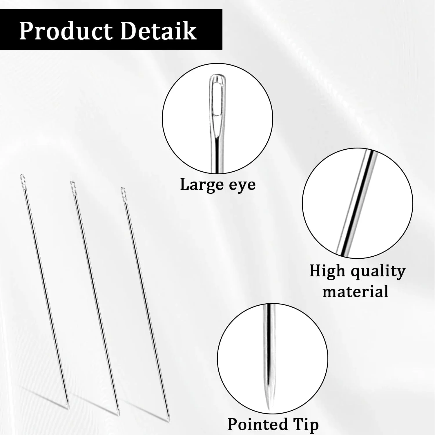 L0famy 3 عدد سوزن خیاطی دستی چشم بزرگ 12 اینچی، سوزن های خیاطی چشم بزرگ نوک تیز، سوزن های روکش حرفه ای بلند، سوزن های گلدوزی، برای خیاطی دستی با نخ سوزن