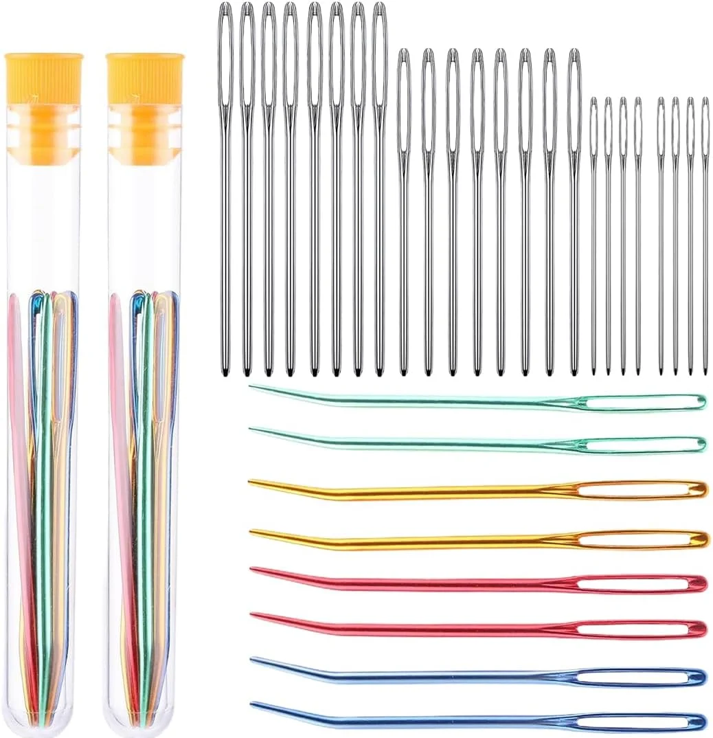 مجموعه سوزن خیاطی پشمی KOLZEMV شامل 32 عدد سوزن در 4 سایز مختلف، سوزن های گلدوزی دستی به همراه یک محفظه نگهداری برای تکه دوزی، لحاف دوزی، کوک متقاطع، گلدوزی روی بوم، بافتنی و گلدوزی مجموعه سوزن خیاطی پشمی KOLZEMV شامل 32 عدد سوزن در 4 سایز مختلف، سوزن های گلدوزی دستی به همراه یک محفظه نگهداری برای تکه دوزی، لحاف دوزی، کوک متقاطع، گلدوزی روی بوم، بافتنی و گلدوزی