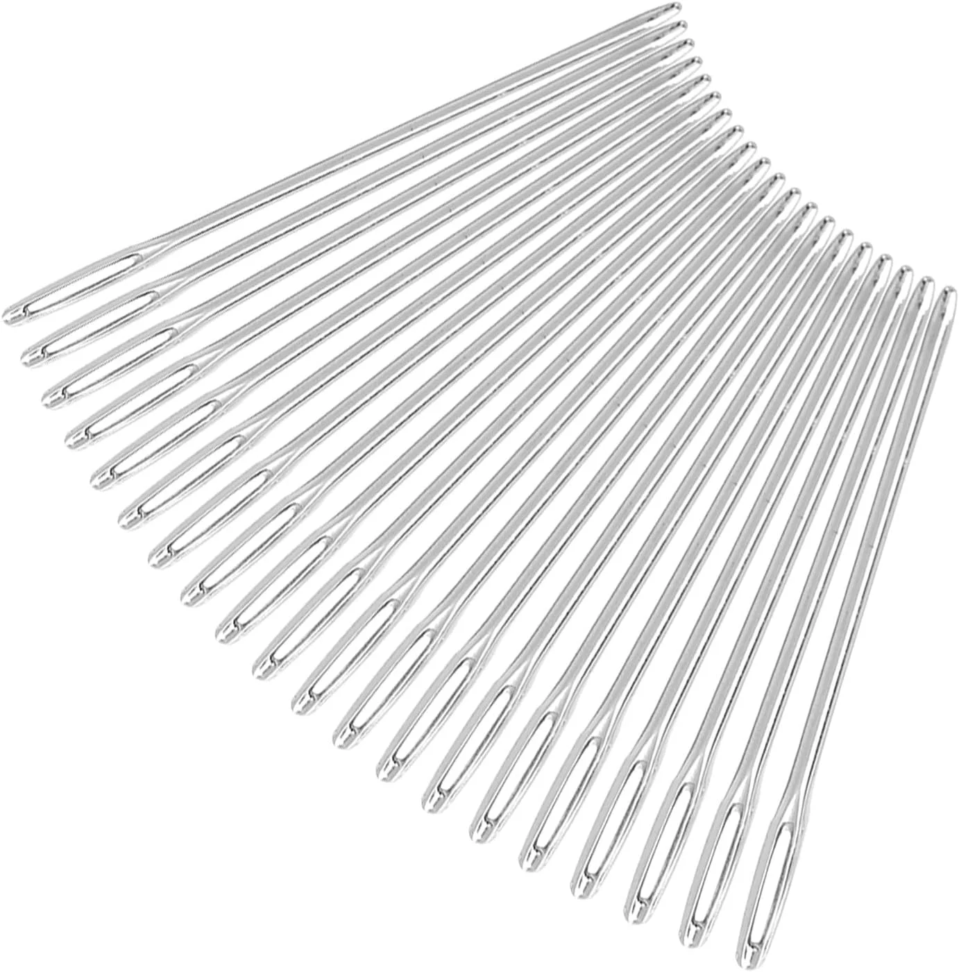 ست سوزن بافندگی DIYIER، 20 عدد سوزن خیاطی گرد با سوراخ بزرگ، سوزن های دوخت پارچه چرمی، سوزن های بافندگی نخ جهانی 52 میلی متری، سوزن های کند برای گلدوزی