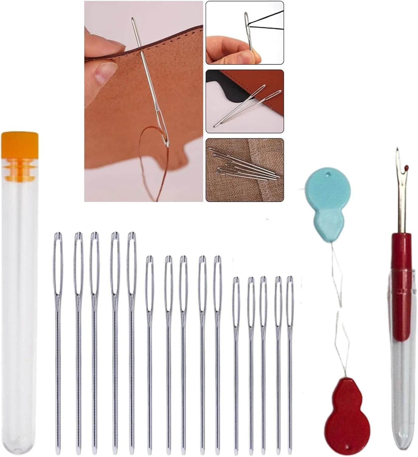 ست سوزن کوبلن کیستتا شامل 18 سوزن خیاطی، سوزن گلدوزی، گره باز کن، به همراه بطری شفاف و کمک نخ کردن، 3 سایز سوزن خیاطی برای صنایع دستی و دوخت با دست ست سوزن کوبلن کیستتا شامل 18 سوزن خیاطی، سوزن گلدوزی، گره باز کن، به همراه بطری شفاف و کمک نخ کردن، 3 سایز سوزن خیاطی برای صنایع دستی و دوخت با دست