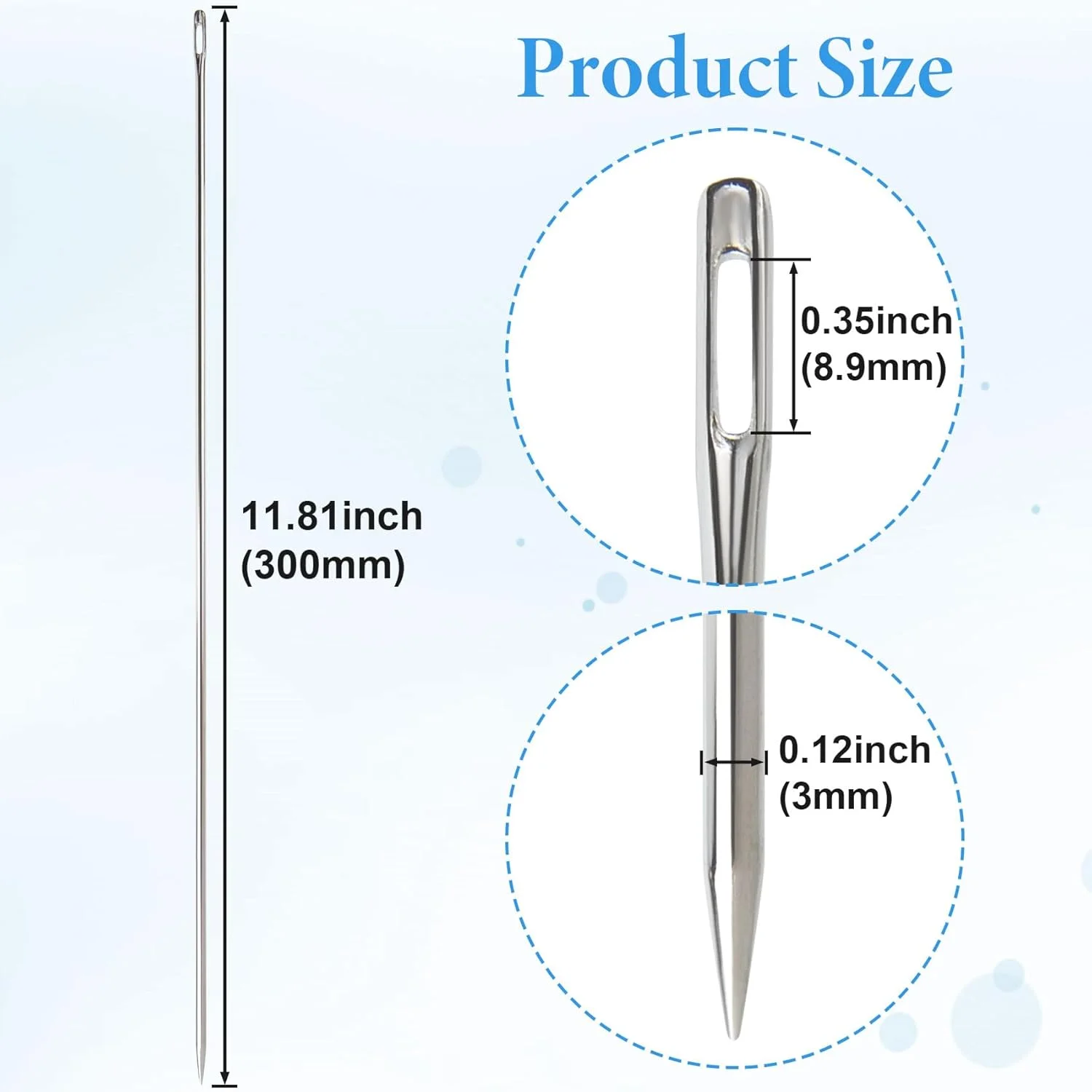 سوزن های خیاطی 12 اینچی Isslly، سوزن های دستی با چشم بزرگ فولاد ضد زنگ با ضخامت 3 میلی متر، سوزن های گلدوزی با نخ آسان برای کاردستی، بافت و DIY سوزن های خیاطی 12 اینچی Isslly، سوزن های دستی با چشم بزرگ فولاد ضد زنگ با ضخامت 3 میلی متر، سوزن های گلدوزی با نخ آسان برای کاردستی، بافت و DIY