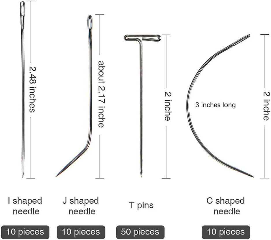Hsthe Sea بسته 80 عددی سوزن های کلاه گیس مدل C I J T شکل، سوزن های منحنی T شکل برای ساخت کلاه گیس، اکستنشن مو، خیاطی دستی Hsthe Sea بسته 80 عددی سوزن های کلاه گیس مدل C I J T شکل، سوزن های منحنی T شکل برای ساخت کلاه گیس، اکستنشن مو، خیاطی دستی