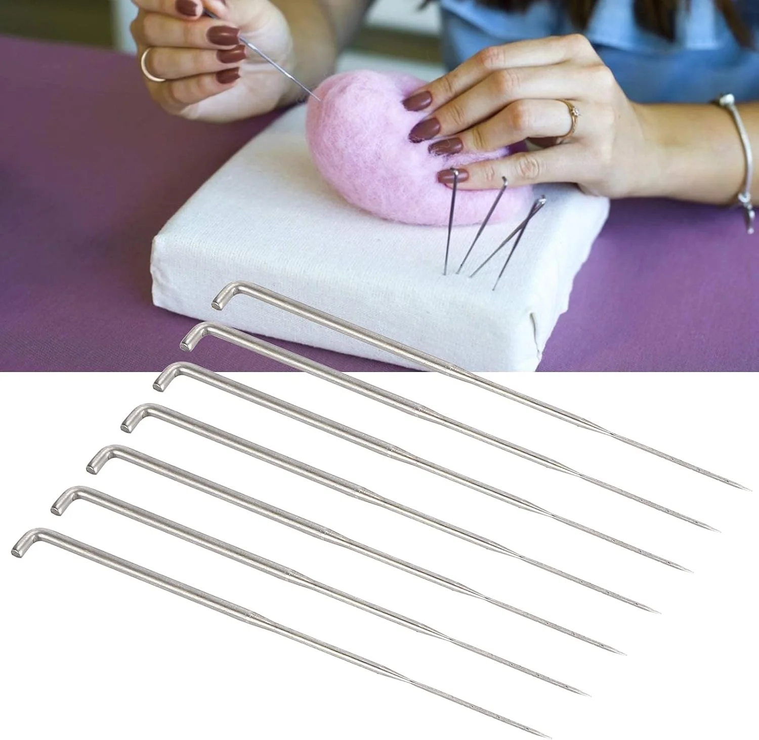 سوزن های نمدی پشمی HXCQHW، سوزن های بادوام و کاربردی با ظاهر براق به همراه 7 عدد برای نخ قلاب بافی، شکل دهی و پیرایش برای اکثر افراد