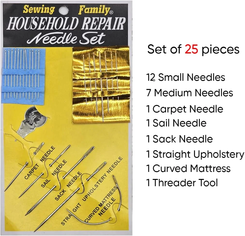 ست سوزن تعمیرات خانگی چند منظوره برای دوخت چرم، روکش، چرم، فرش، تعمیر بوم (12 عدد)