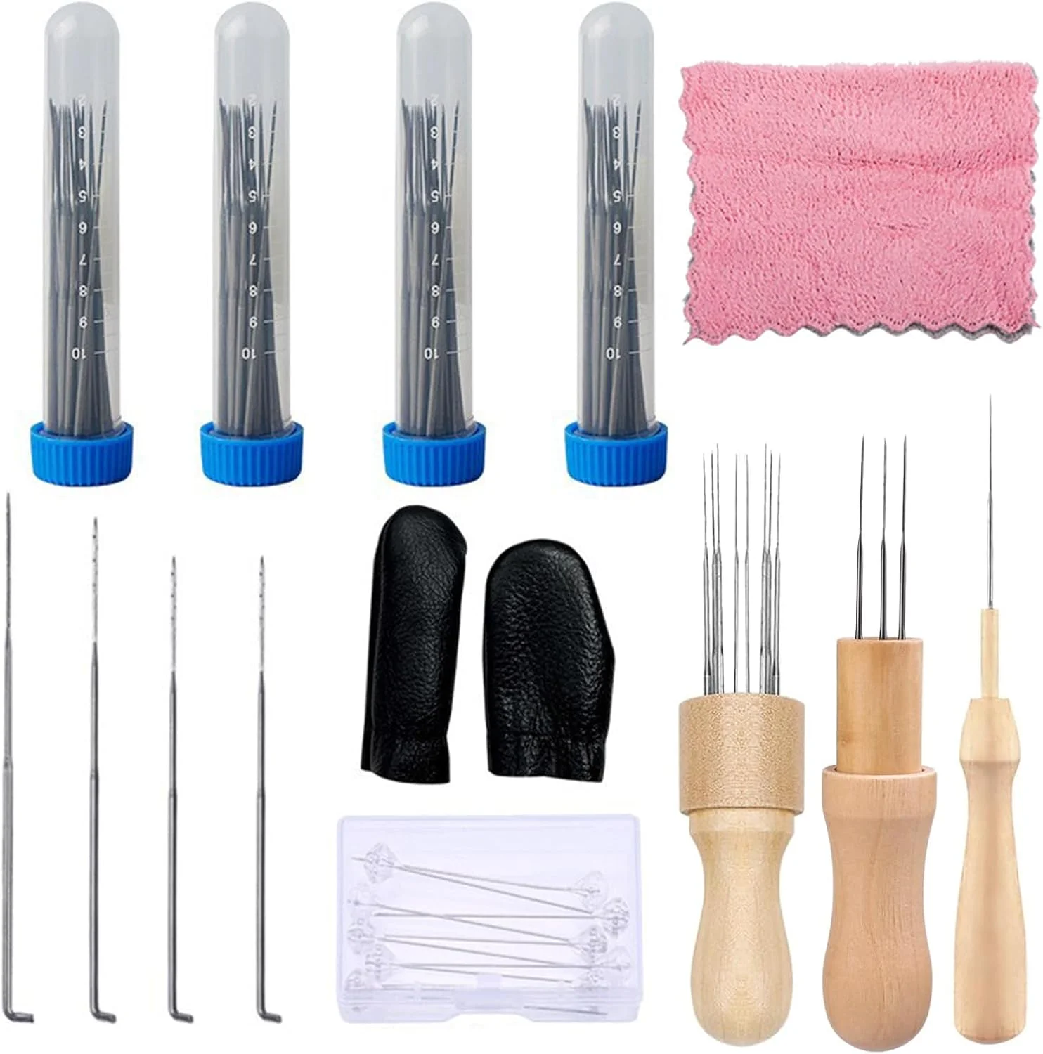 ست سوزن نمدی HERKINDNESS، ست 99 عددی سوزن نمد دوزی، شامل 4 سوزن نمدی ضخیم مختلف، ست سوزن نمد دوزی دسته چوبی، برای مبتدیان و حرفه ای های نمد دوزی DIY