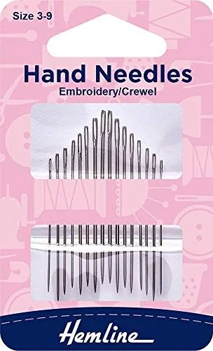سوزن های گلدوزی دستی/کرول Hemline، سایز 3 - 9، 16 سوزن در هر بسته (200.39)