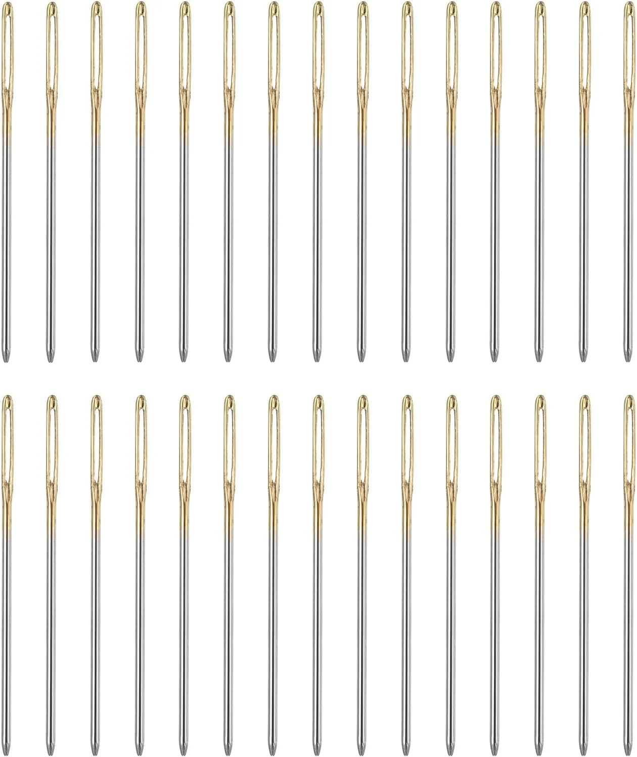 هارفینگتون 100 عدد سوزن روکش دوزی قطر 0.94 میلی متر طول 40.5 میلی متر (1.59 اینچ) سوزن های دستی مستقیم دوخت چشم بزرگ فولاد ضد زنگ برای چرم، ملیله دوزی، گلدوزی، تافتینگ، طلایی