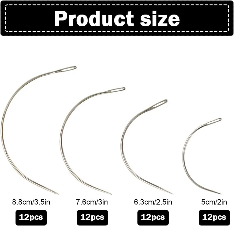 ست سوزن خمیده 48 عددی، سوزن خمیده، سوزن های بافتنی نقره ای سنگین، ایده آل برای چرم، تعمیر بوم، درجه حرفه ای، ساخت بادوام، مناسب برای علاقه مندان به DIY و خیاطی ست سوزن خمیده 48 عددی، سوزن خمیده، سوزن های بافتنی نقره ای سنگین، ایده آل برای چرم، تعمیر بوم، درجه حرفه ای، ساخت بادوام، مناسب برای علاقه مندان به DIY و خیاطی