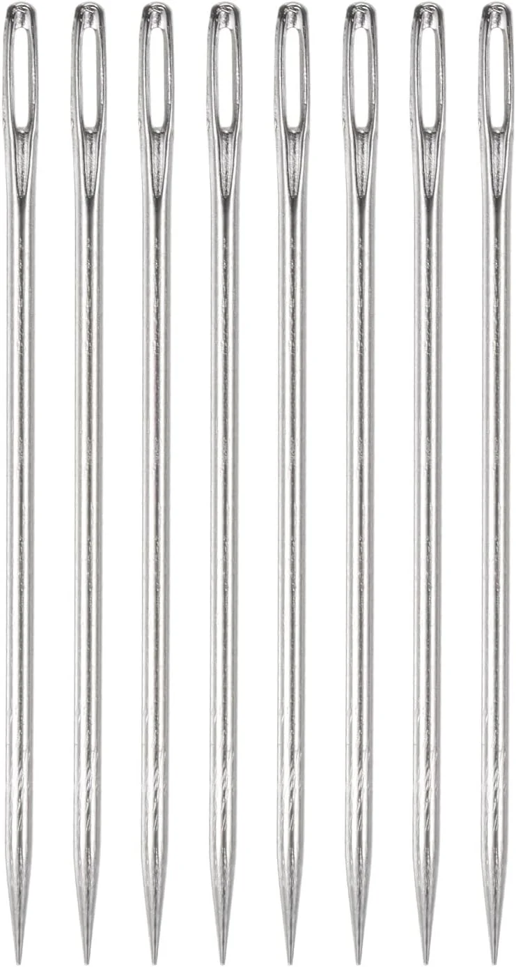 سوزن های روکش دوزی HARFINGTON با چشم بزرگ، فوق العاده بلند 10 سانتی متری، سوزن های خیاطی مستقیم دستی با قابلیت نخ کشی آسان، فولاد ضد زنگ برای مبلمان چرمی، 8 عددی