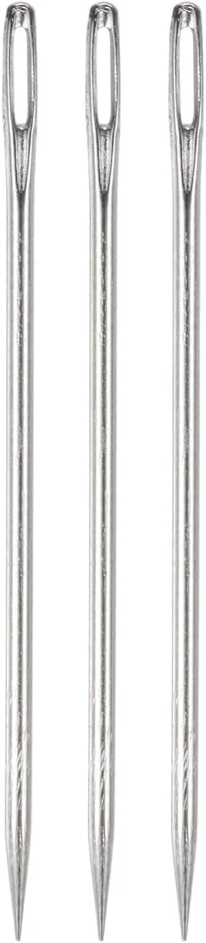 سوزن های روکش دوزی هارفینگتون 3 عددی با چشم بزرگ، سوزن های خیاطی فوق العاده بلند 4 اینچی، سوزن های دستی مستقیم، نخ کردن آسان، فولاد ضد زنگ برای مبلمان چرمی