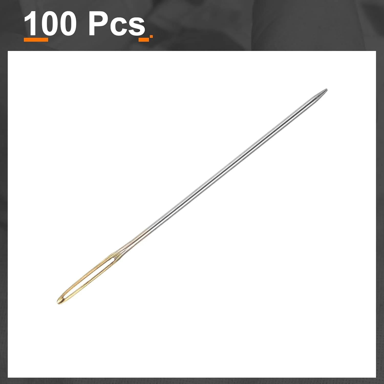 هارفینگتون 100 عدد سوزن روکش دوزی قطر 0.76 میلی متر طول 37 میلی متر (1.46 اینچ) سوزن های دستی دوخت بخیه چشم بزرگ استیل ضد زنگ برای چرم، ملیله دوزی، گلدوزی، تافتینگ، طلایی