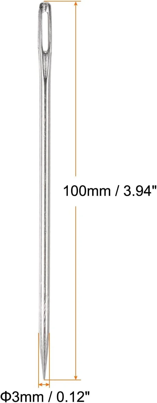 سوزن های روکش دوزی 3 اینچی HARFINGTON، سوزن های بخیه چشم بزرگ، سوزن های خیاطی دستی مستقیم فولاد ضد زنگ برای خیاطی دستی خانگی چرم ملیله دوزی پرز فرش تسمه